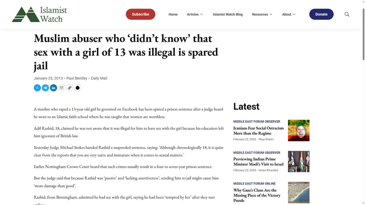 Adhil Rashid, 18, rapes 13 year old girl.

Judge lets him off because he "didn't know he couldn't rape girls" and was "unassertive".

Welcome to Britain, where the judiciary is your enemy.