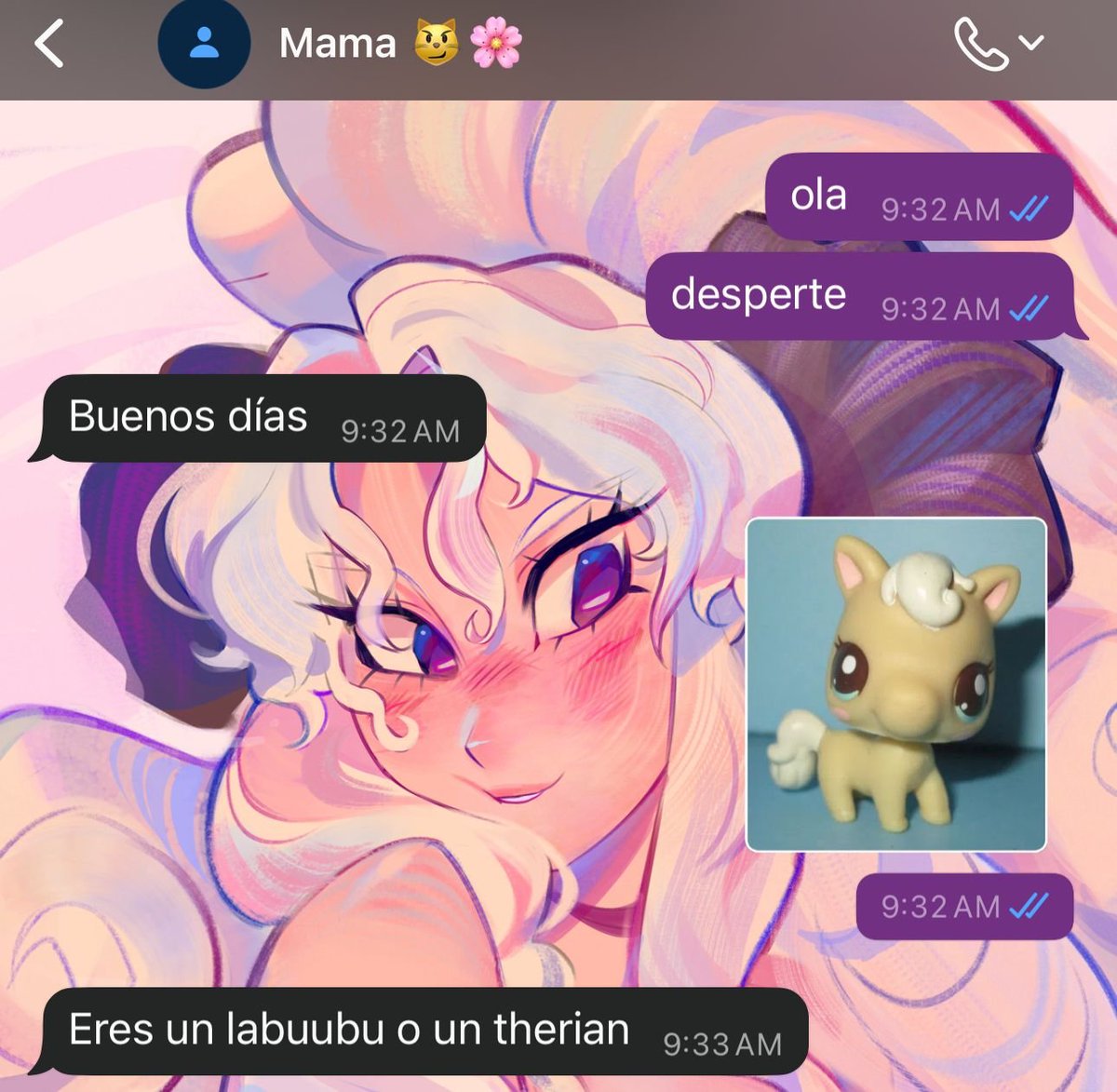 esta fue mi primera conversacion del dia con mi mamá