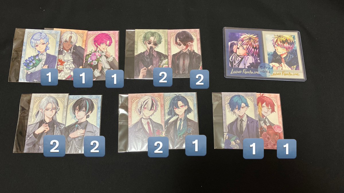 交換】あくねこ 4周年 箔押し 缶バッジ 花束カード 譲） ✿ 缶バ