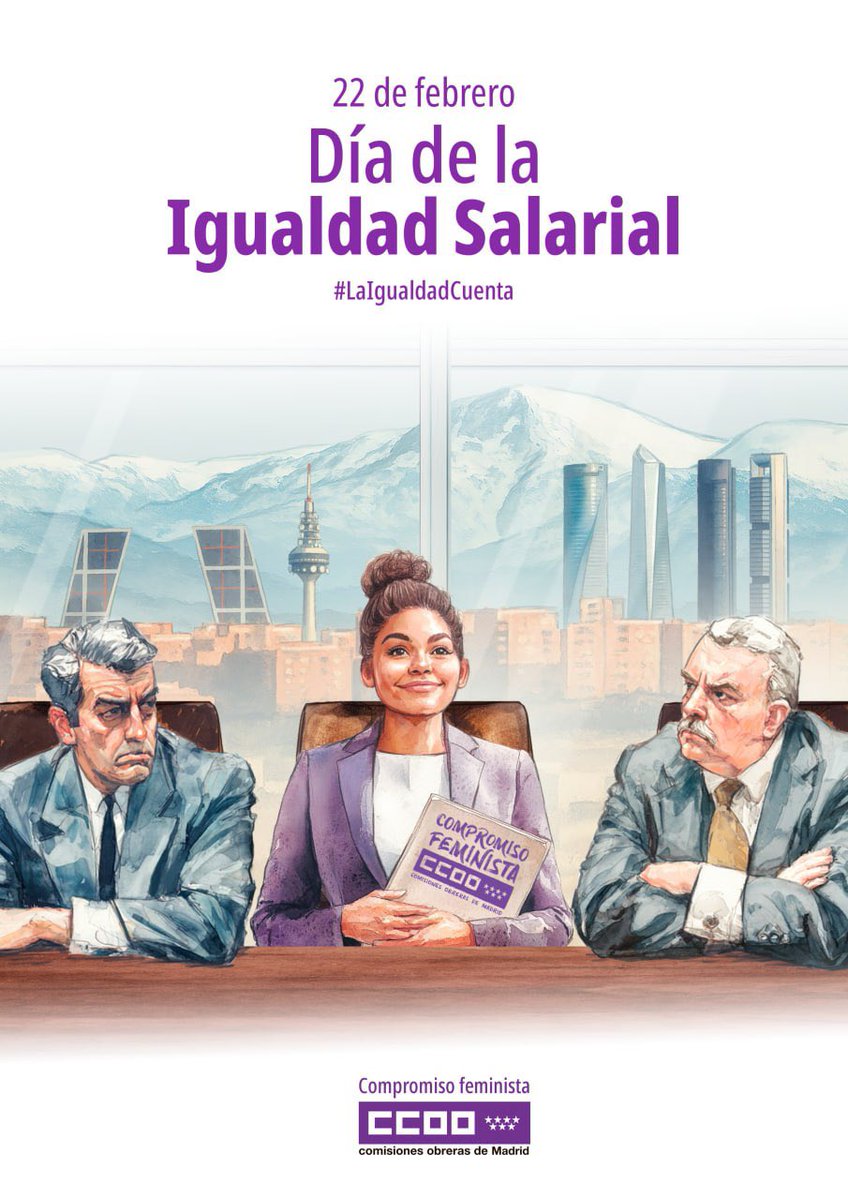 📌📌Hoy 22 de febrero, es el día de la igualdad salarial

🟣 Brecha Salarial en la Comunidad de Madrid👉🏻El salario de las madrileñas debería incrementarse un 19,8% para igualarse al de los hombres.

Por eso, hoy #22F reclamamos  #igualdadsalarial porque #laigualdadcuenta