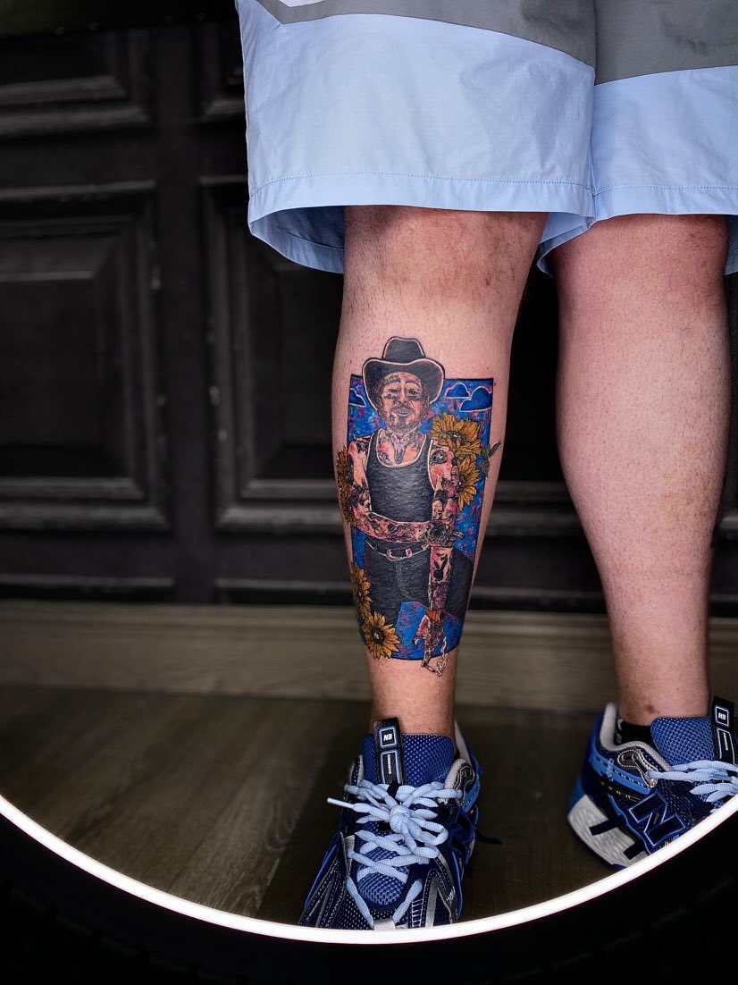johnmorto's tweet photo. @PostMalone #Tattoo #PostMalone let’s hope I can get @PostMalone reaction to my tattoo of him !!! https://t.co/dEgs1yFYha