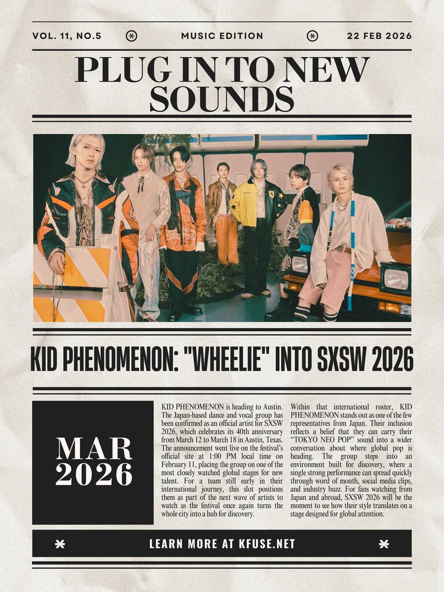 EXILE　フリスビー　USA KID PHENOMENON is set to “Wheelie” into SXSW 2026. Tokyo's seven