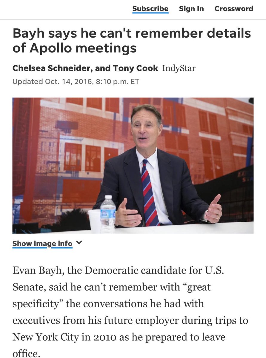 KColbertReport's tweet photo. INDIANA

Press Release of 
Apollo Global Management, Inc.  

Apollo, Epstein, WEJO are connected to the Indiana Economic Development Corporation and former Governor Evan Bayh 

Apollo the Following Letter to Clients and Partners
February 18, 2026 5:23pm EST 

NEW YORK, Feb. 18, 2026 (GLOBE NEWSWIRE) -- Apollo Global Management, Inc. today released the following statement:

To Our Partners,
In light of the variety of media and social traffic we feel compelled to again reach out. Despite the flurry of coverage and certain constituents pushing their own agendas, the facts remain the same. In 2020 Apollo initiated an independent, transparent, and thorough investigation in regard to any relationships with Jeffrey Epstein. The publicly released report can be found here.

The facts matter. From an Apollo perspective, there’s nothing new in these documents. Neither Marc Rowan nor anyone else at Apollo (excluding Leon Black) had either a business or personal relationship with Jeffrey Epstein.

Mr. Black, who left the firm in 2021, previously retained and compensated Mr. Epstein for personal tax advice. In select instances, Mr. Rowan and other Apollo employees provided information to Epstein in connection with his tax work for Mr. Black. While Mr. Epstein sought to do work with the Apollo co-founders other than Mr. Black, it was declined at every turn.

Transparency and accessibility are hallmarks of who we are, and we will not be dissuaded from speaking out.  
Day in and day out, we are focused on delivering for our investors.  With the markets in a volatile period, we are well prepared to be on offense.
If you have any questions our leadership team is available and 100% committed to transparency.

Best regards,
James C. Zelter President Apollo Global Management, Inc.

Contacts Noah Gunn Global Head of Investor Relations +1 (212) 822-0540 IR@apollo.com
Joanna Rose Global Head of Corporate Communications +1 (212) 822-0491 Communications@apollo.com

Just remember the name Apollo as the news cycle with this Asset Management Company. 

1) Apollo is a participant with the Indiana Economic Development Corporation.  The public private partnership began under Eric Holcomb’s administration. 

2) Jeffrey Epstein partnered with Apollo.  (Documented in the Justice Department website) now the company is attempting to distance itself from Epstein. 

3) Former Indiana Governor, Evan Bayh is a Director at Apollo. 

4) Beau Bayh, son of Evan Bayh, is running for Indiana Secretary of State as a Democrat

5) SEC Notification 👇🏻👇🏻

https://t.co/MqAjrqtTqy

Imagine Beau Bayh being Indiana Secretary of State and the special interests being created. 

@MicahBeckwith @LGMicahBeckwith @GovBraun @braun4indiana @Indy_reporter_ @indystar @indgop @Trevor4indiana @INHouseGOP