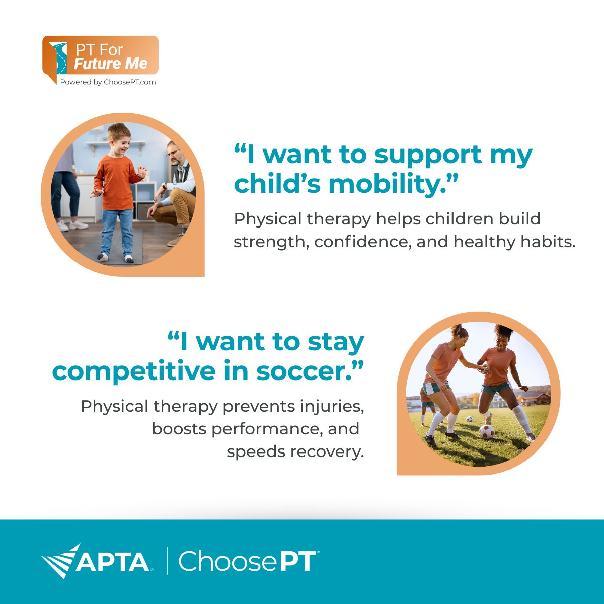 APTA_official's tweet image. 🌟 Our new #PTforFutureMe campaign is all about highlighting how physical therapy isn't just for recovery, it's a powerful tool for lifelong health.

Download the toolkit to get ready-to-use resources for spreading consumer awareness: apta.org/national-physi…

#ChoosePT @Choose_PT