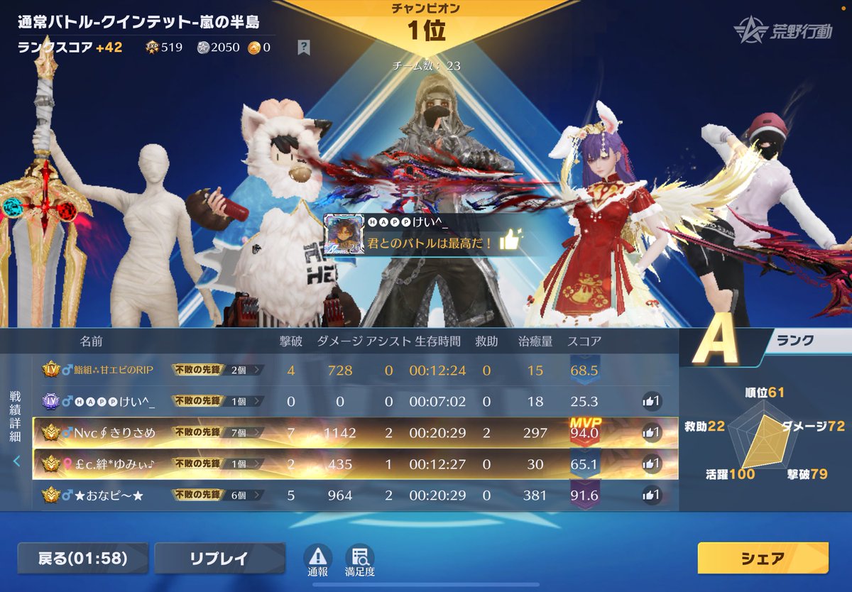 皆さん深夜の荒野行動あざした🌃 #荒野行動 @kei1201A @daichi_kum_kyr