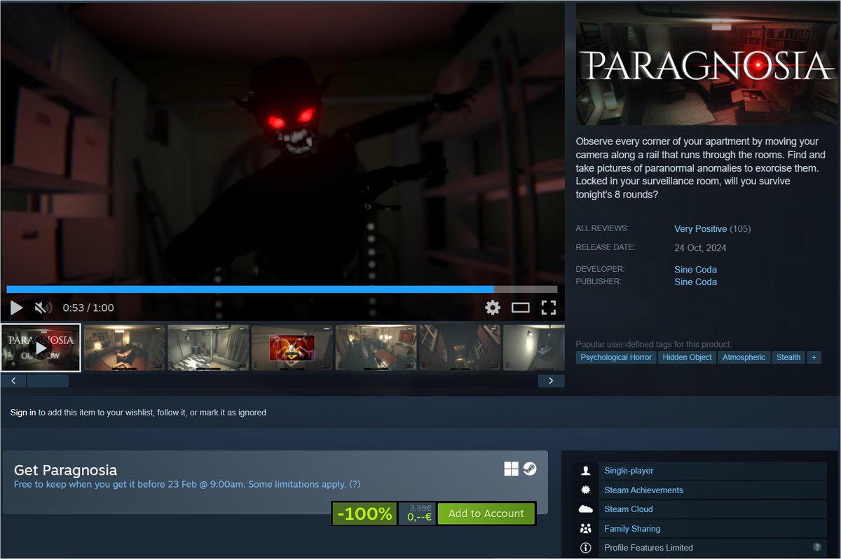 If you haven't picked it up yet, PARAGNOSIA, our anomaly-finding game, is FREE on STEAM for one more day, so hurry up!
➡️store.steampowered.com/app/3017580/Pa…

And don't forget that you can already play the free prologue to the second game: PARAGNOSIA: MUSEUM!

#Steam #FreeGame #SteamGame