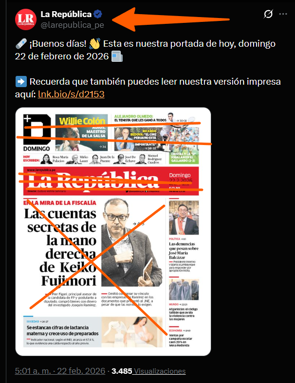 👉BURDEL <a href="/larepublica_pe/">La República</a> vuelve a lo único q domina: Difamar, su conducta, previsible y burda, confirma q avanzamos en la dirección correcta y q <a href="/KeikoFujimori/">Keiko Fujimori</a> se perfila a la 2da Vuelta. GUSTAVO MOHME SEMINARIO y sus secuaces repiten la vieja fórmula del embarramiento Y enlodar.