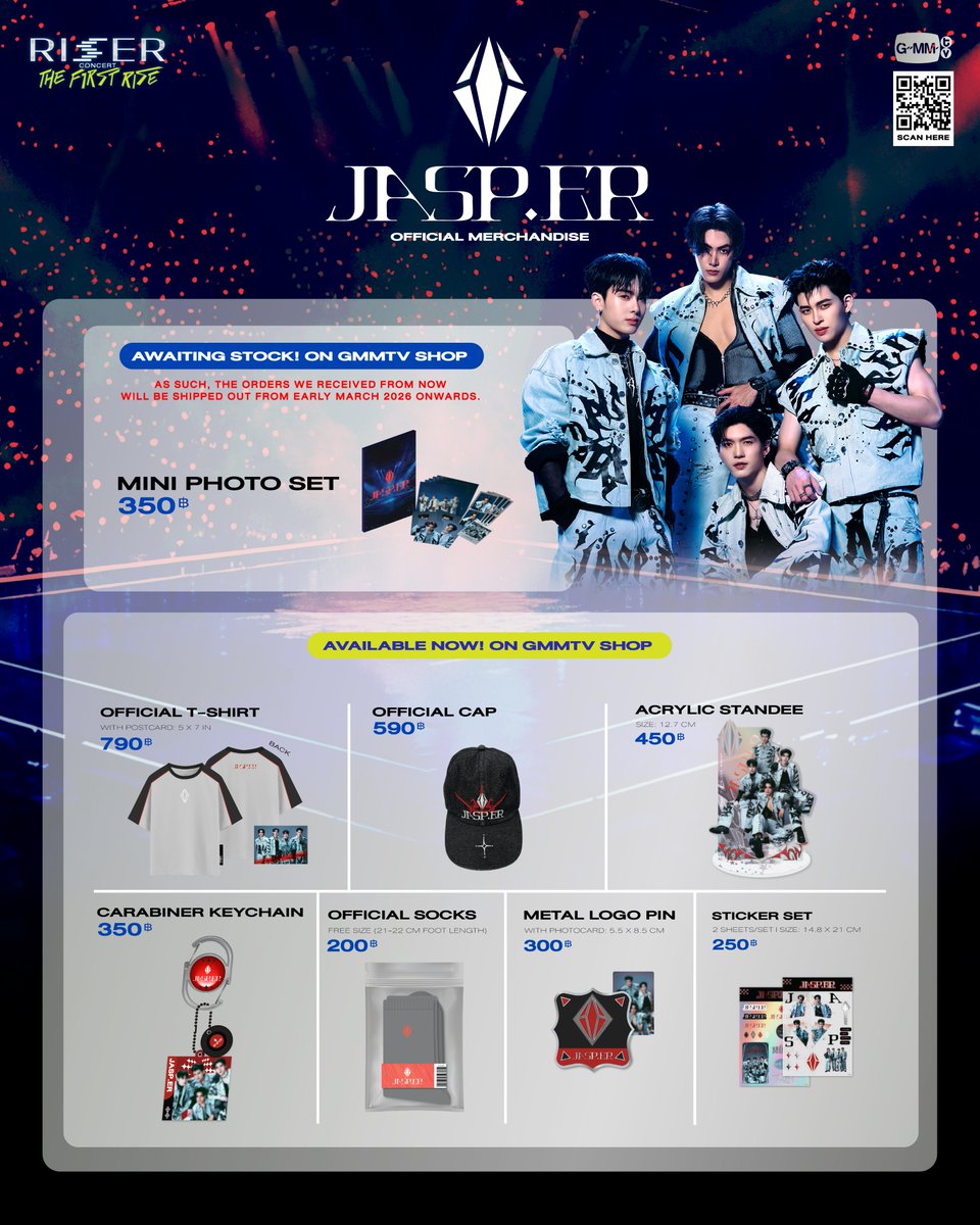 เข้ามาทัช JASP.ER OFFICIAL MERCHANDISE จากงาน RISER CONCERT : THE FIRST RISE กันทุกคน

สั่งซื้อที่นี่ / Order Here
shorturl.at/v43fm

#JASPER
#RISERCONCERT
#GMMTV