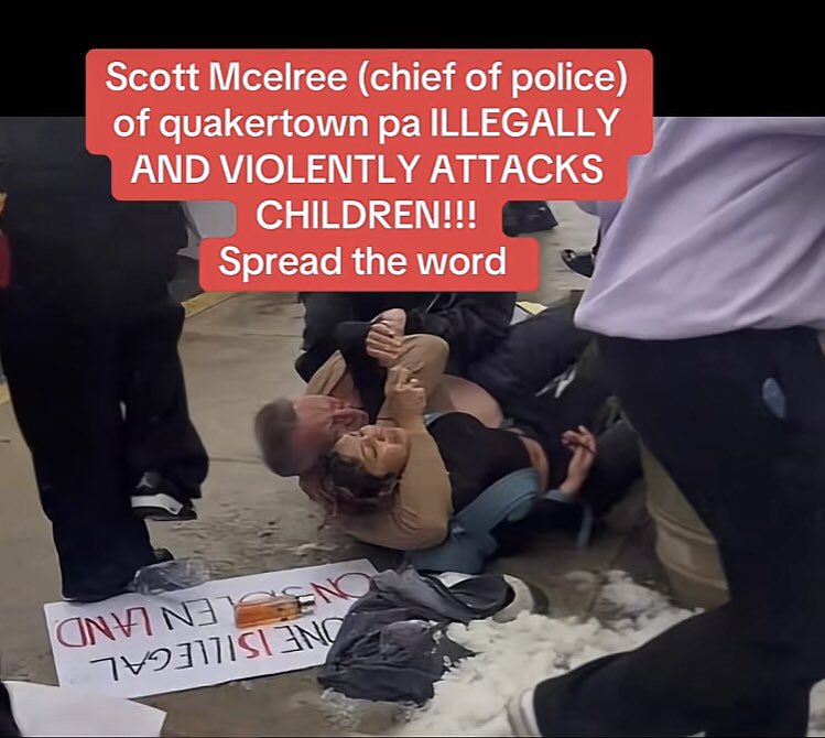 JeremywithaZ's tweet image. #RealNews the Quakertown, PA chief of police is “Scott Mcelree” and he thinks it’s ok to ILLEGALLY ATTACK TEENAGE GIRLS who are peacefully protesting against ICE!!! #AbolishICE #TheResistance