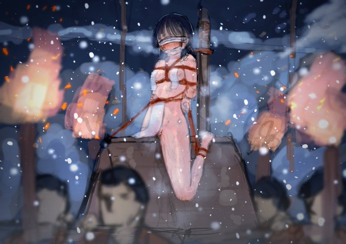 雪の中行われる、とある田舎の祭り 