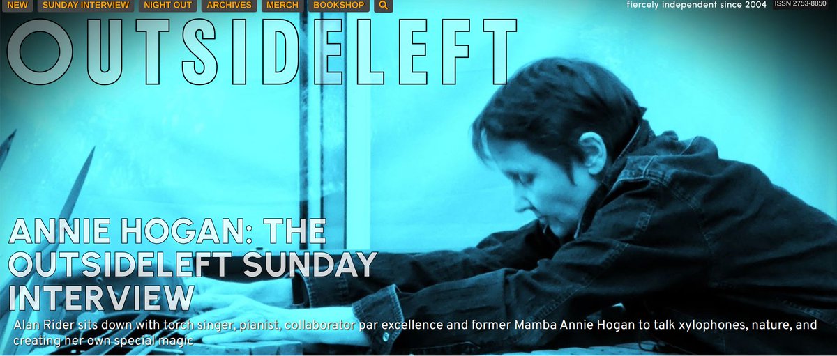Anni61Hogan's tweet photo. Thrilled to be featured in the Outside Left Magazine 'Sunday Interview' today! 🎉
''Alan Rider sits down with torch singer, pianist, collaborator par excellence and former Mamba Annie Hogan to talk xylophones, nature and creating her own special magic'' 
#linkinbio https://t.co/3q8sFTZdI6