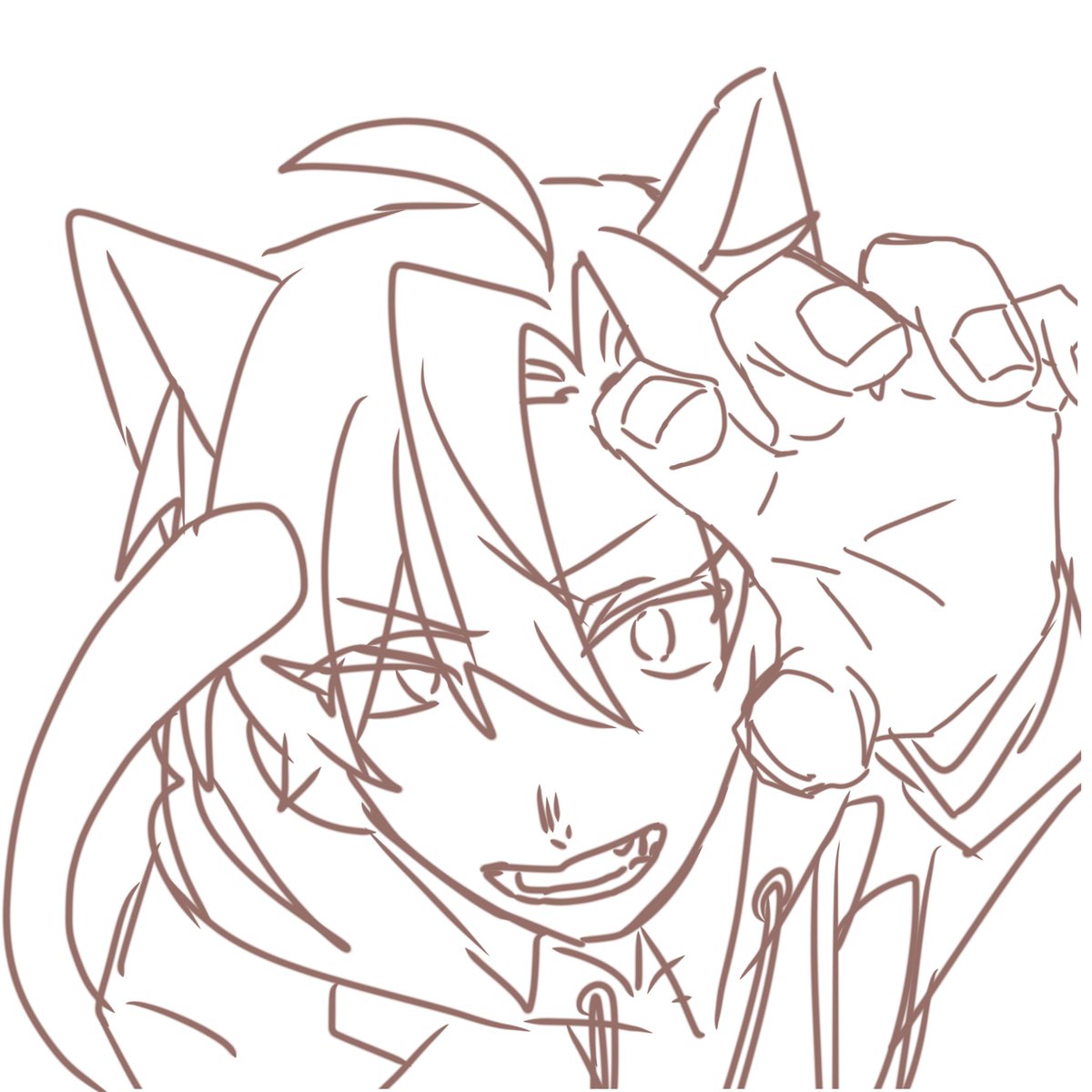 🐱🕳️描こうと思ったけど無理だね間に合わないね… 線画だけになっちゃった