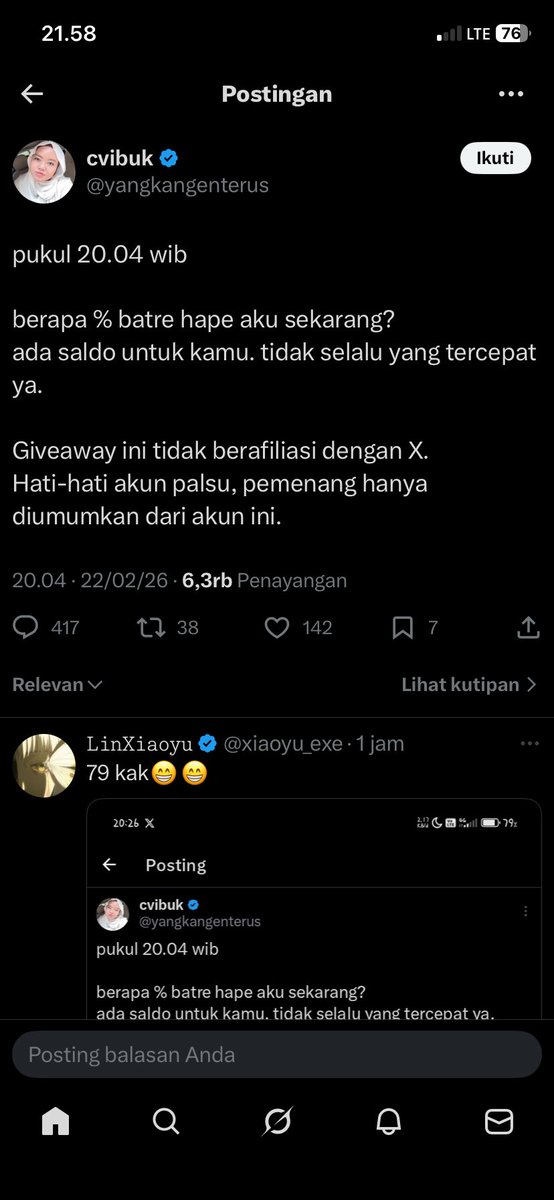 pasirberbisikk's tweet photo. @yangkangenterus 76 kak https://t.co/d9gwxiJznz