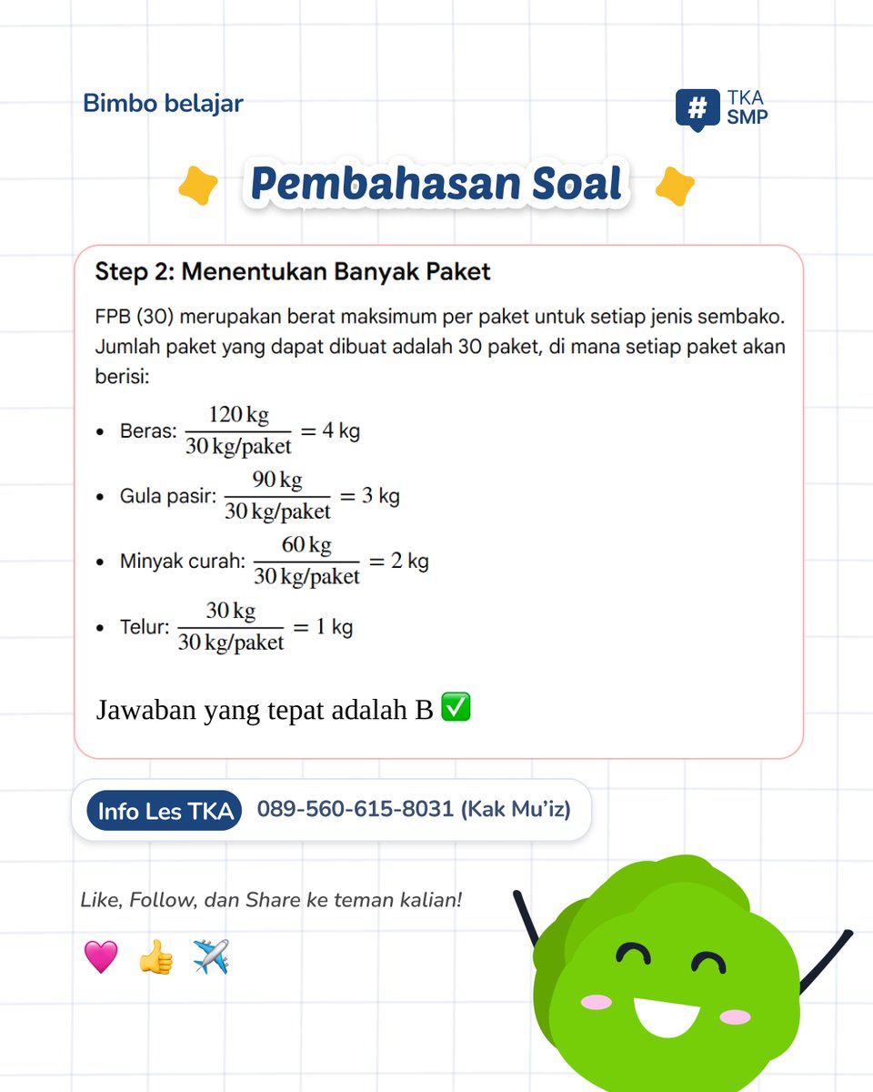 Bimbo_belajar's tweet photo. [TKA MATEMATKA SMP 2026]🤠

Kamu dah siap menghadapi TKA? biar makin pede, yuk simak latihan soal mata pelajaran matematika ini✨

Tertarik gabung kelas persiapan TKA SMP?      
hubungi: 0895606158031 (Kak Mu'iz)
 #tka #tkasmp #matematika #mtk #bimbel #lesonline #studytwt https://t.co/DJTKMrdv2I