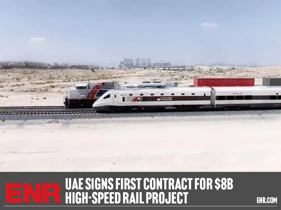 ENRnews's tweet image. 📐UAE infrastructure breaks new ground as Etihad Rail Mobility awards the first major contracts on its $8B high-speed rail line linking Abu Dhabi and Dubai, a 150-km corridor designed for 350 kph service.
brnw.ch/21x09Zb
#HighSpeedRail #UAEInfrastructure