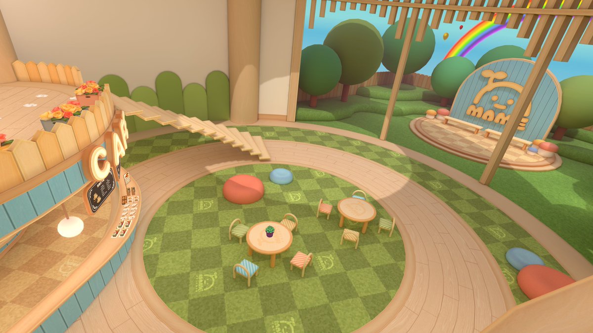 K16writer's tweet photo. まめふれんずの！！
公式ワールドが！！
できてる！！

World: MameFriends World
By かめ山-kameyama

#VRChat_world紹介 #VRChatワールド紹介 https://t.co/6nooVbnQmX