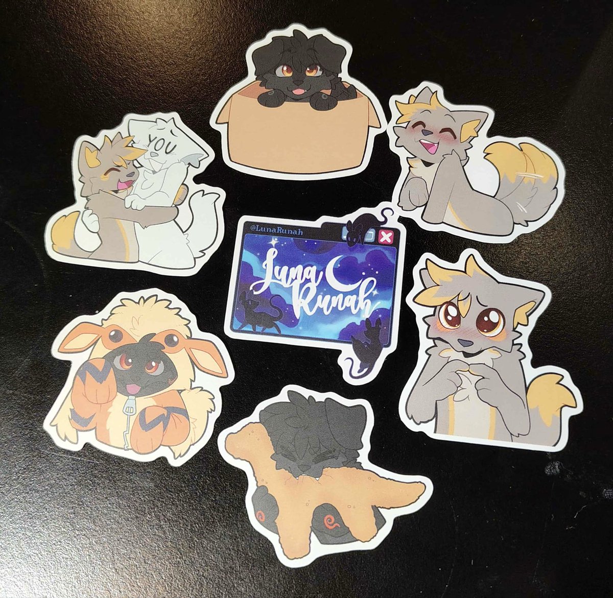 LunaRunah's tweet photo. My first sticker commission!
Had a lot of fun drawing these

Maybe you‘ll find the owners at #NFC2026 :3c

#furryartwork #NordicFuzzCon https://t.co/A3dAIMMg9A