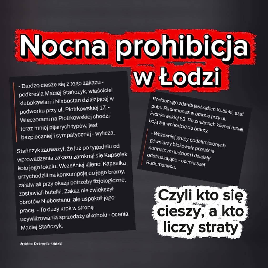 Nocna prohibicja w Łodzi i jej pierwsze skutki, czyli dokładnie to przed czym wielokrotnie ostrzegałam. 😏 
👉🏻 Sklep Kapselek, czyli sklep należący do polskiej sieci sklepów monopolowych zamknięty. 🔒
👉🏻 Żabki prowadzone przez polskich przedsiębiorców- spadek obrotów, mogą się