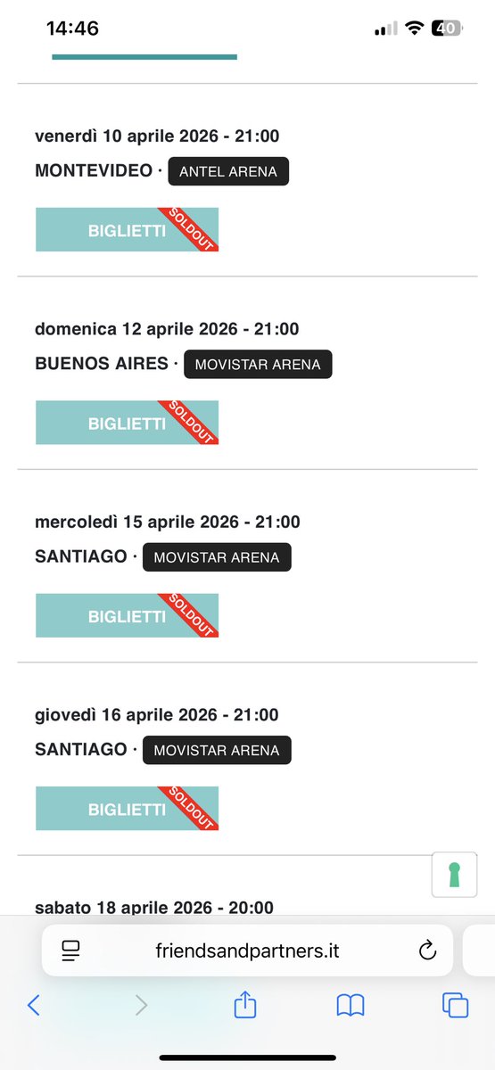 L’album Yo Canto 2 non è stato ancora pubblicato, ma Uruguay, Argentina, Perù, Chile sono già SOLD OUT e mancano più di due mesi a quelle date. 
<a href="/LauraPausini/">Laura Pausini</a> #laurapausini