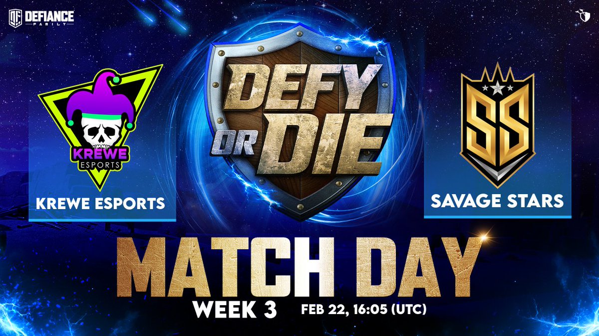 The Krewe advance deeper into the bracket as we face our Week 3 opponents for Defy or Die 💪
⸻ ⋆★⋆ ⸻ 
🏆  Defy or Die (W3)
⚔️  Krewe Esports vs Savage Stars 
📅  22-Feb, 11am EST/16:00 UTC