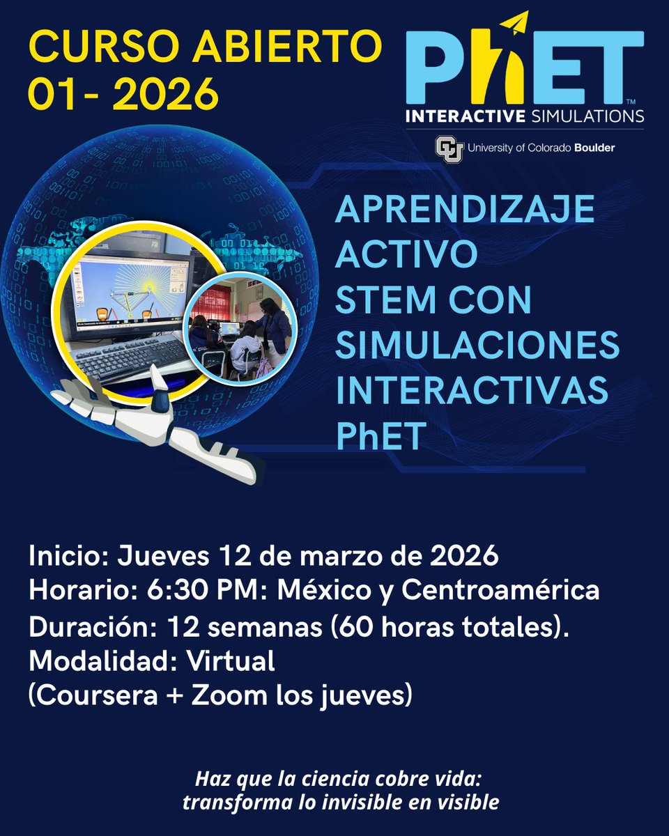 🚀 ¡Lleva la ciencia y las matemáticas al siguiente nivel! 🧪🔢
Únete al curso de 
🗓 Inicio: 12 de marzo.
⏳ Duración: 12 semanas 
💻 Modalidad: 100% Virtual con encuentros sincrónicos semanales.
🔗 ¡Inscríbete en el siguiente link!
forms.gle/TXMqHKRqVqxEiu… 
#dgeti
Te esperamos.