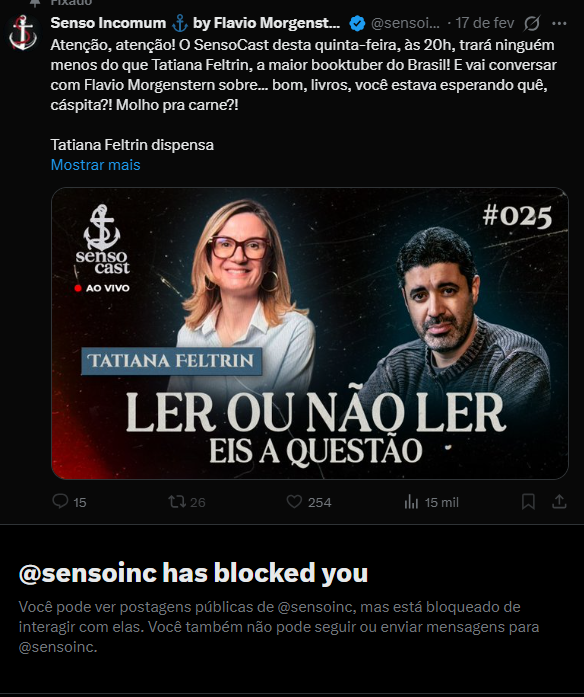 O cara me bloqueou por isso......

Hahahaha

Quando eu digo que tem direita mais ditadora que muita esquerda, a galera acha exagero!