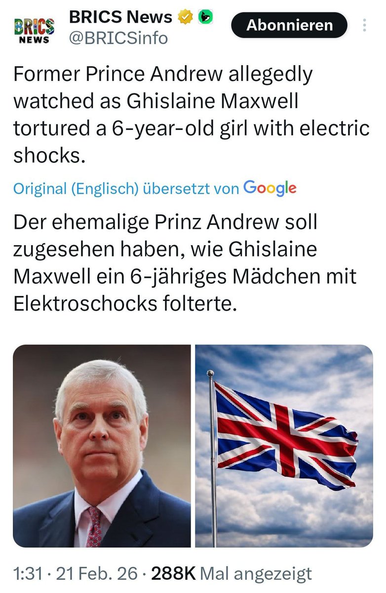 maikpi70's tweet image. und wieder #PrinzAndrew in den #EpsteinFiles: er schaut zu, wie ein 6-jähriges Mädchen von Ghislaine #Maxwell mit Elektroschocks gefoltert wird🤮🤮🤮 dieser Kerl gehört vors Militärgericht und kurzer Prozess.
