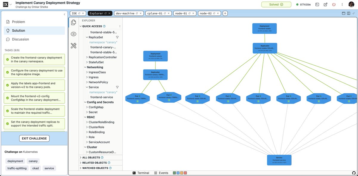 A new batch of CKA/CKAD-styled Kubernetes challenges was just published on iximiuz Labs by Omkar Shelke 👏 I already solved all of them, and they are dope. A great way to brush up on Kubernetes topics before an interview or a certification.

- Resolve ContainerCreating Issue