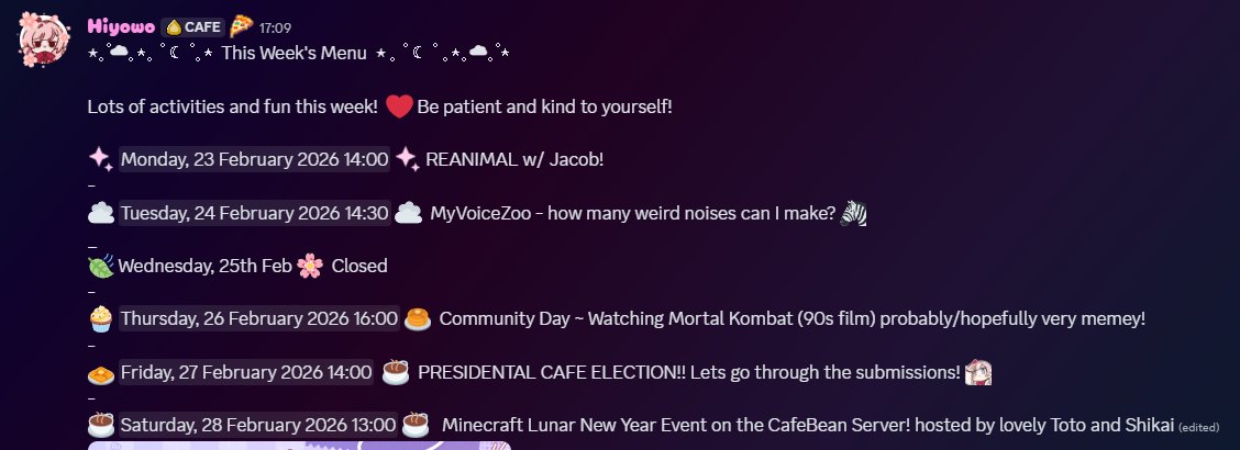 Lots of things happening this week for streams and events! 💕