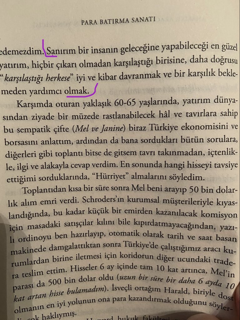 Giriş yazınızda aksini belirtmiş olsanız da kitabın henüz 26. sayfasındaki bu cümle fazlasıyla orijinal ve parlak bir fikir.
Okuyanı, ilham alanı çok olsun.
<a href="/Haydaracunn/">Haydar Acun</a>

#ParaBatırmaSanatı