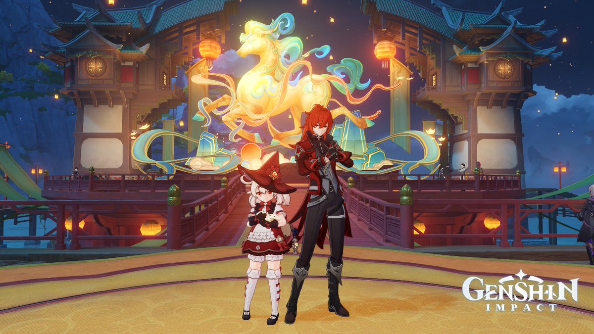CarJo__'s tweet photo. matchy pose and outfit 🔥
ready to fight Abyss 
#HappyLanternRite 🎇 https://t.co/nZFxqjlR0M