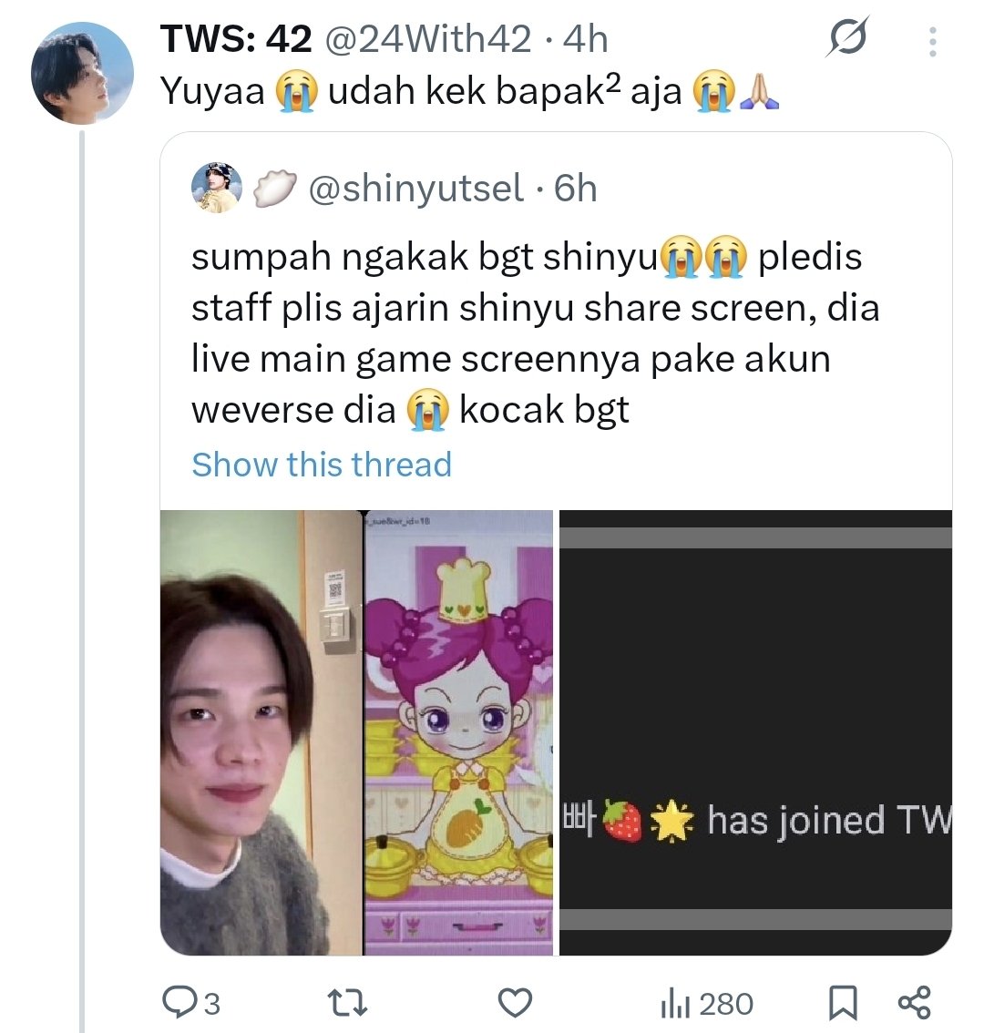 Im sorry but im already disappointed to yall as a fandom. Udah ditegur tetep ga peduli. what even is shinyu in your eyes? Sesusah itu speak up buat shinyu sampe gue diblock sana sini tiap abis speakup padahal bbrp warganya yg emang misbehave, didn't even see shinyu as a human