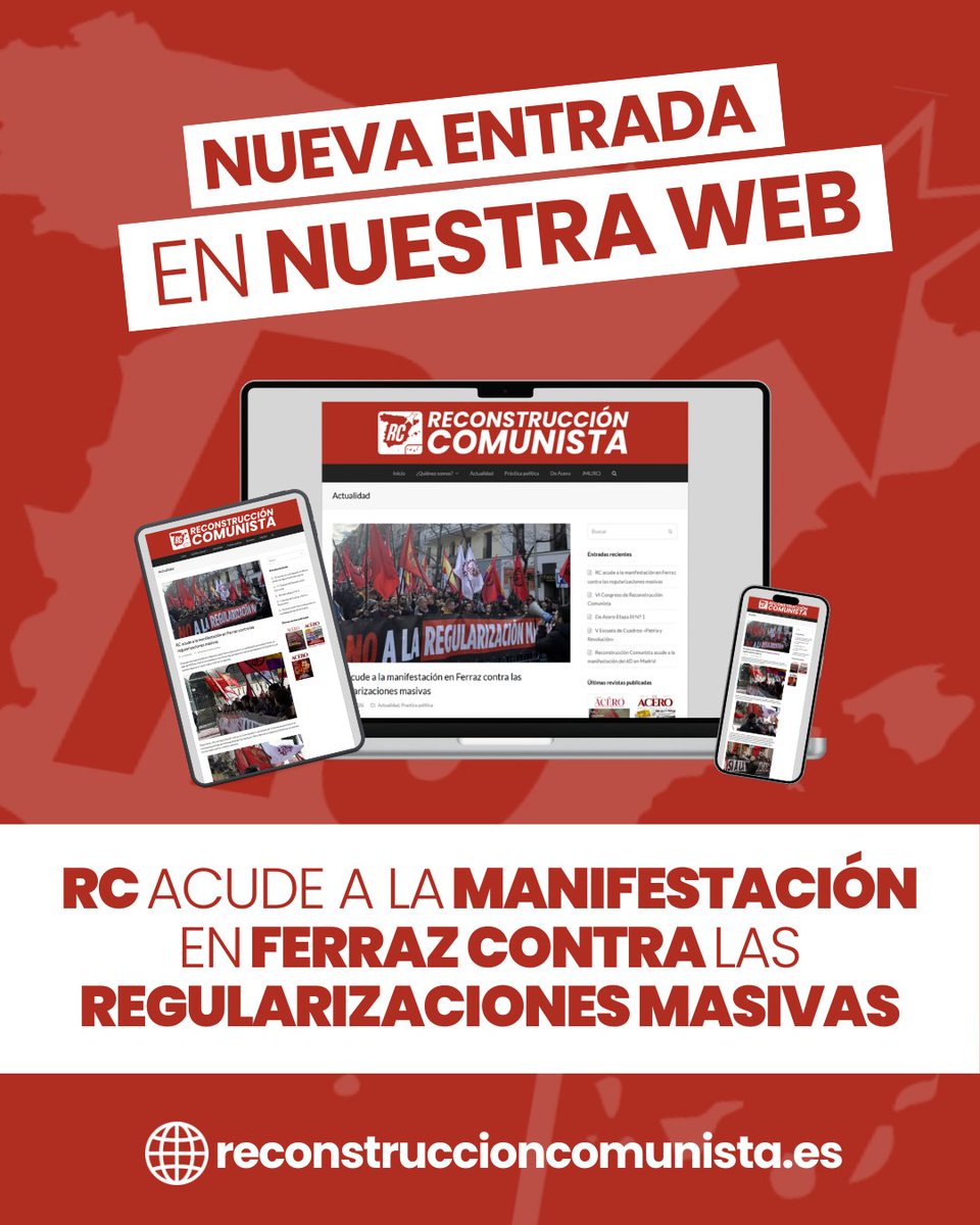 rec_comunista's tweet image. Bajo el lema «¡No a la regularización masiva, sí a la remigración!», militantes se posicionaron en contra de las políticas de fronteras abiertas impulsadas por Pedro Sánchez en alianza con Podemos, que atentan contra nuestra patria y nuestra soberanía.

reconstruccioncomunista.es/rc-acude-a-la-…