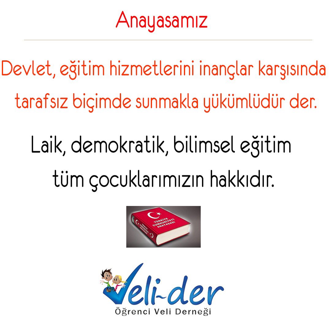 VeliderB's tweet photo. Anayasa Madde 2: Türkiye Cumhuriyeti laiktir. Devlet, inanç dayatmaz.

#MEBGENELGEYİGERİÇEK https://t.co/pwrTcd27ys
