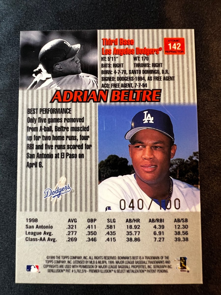 This 1999 Bowman's Best Atomic Refractor is numbered /100. 😱