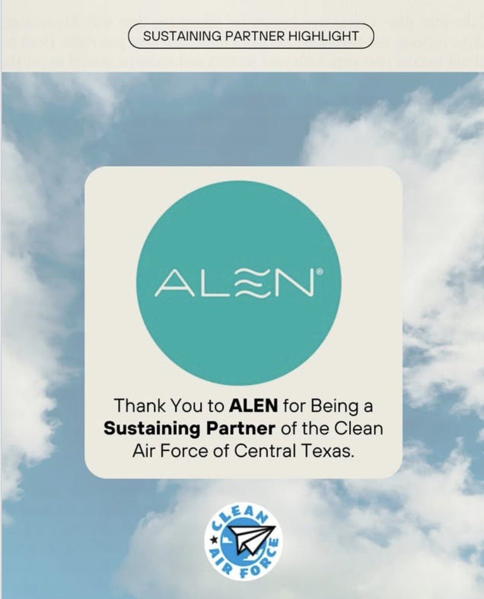 CleanAirForceTX's tweet photo. ✨ Sustaining Partner Highlight: Alen Corporation ✨

Austin-based Alen Corporation designs and manufactures award-winning indoor air purification systems, helping create cleaner, safer spaces to live, work, and learn. https://t.co/FtP2j7vBhd