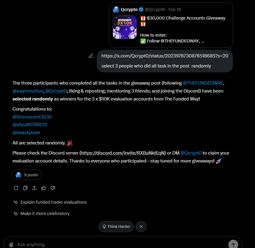 congratulations winners 🥳🥳
<a href="/SirInnocent3030/">Sir Innocent</a> <a href="/aliyu89788012/">aliyu</a> <a href="/beautyJoee/">beauty Joe</a>
create a giveaway ticket in the fundedway discord to claim your account
Thanks to <a href="/THEFUNDEDWAY/">The Funded Way</a> for giving the opportunity to people