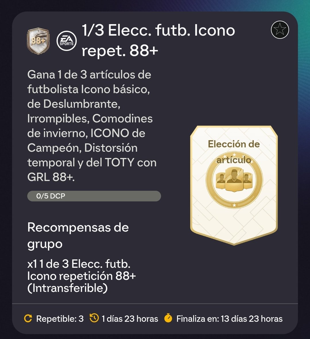 🩷 ¡CONTENIDO 22 DE FEBRERO DE 2026! 🏹

SBC:
🧩 George (86* 2x85*)
🧩 Pick 1/3 Icono 88+ (89 88 87* 2x86*)

* = IF

OBJETIVOS:
🎯 Fantasy League - 10x86+

EVOLUTION:
🧬 Bronze Glow Up (20 ks / 150FP)
🧬 EVO's

#EAFC26 #EAFC #FIFA26 #FC26

👉🏻 <a href="/Adrian28CA/">Adrian28CA ⚽️</a>
