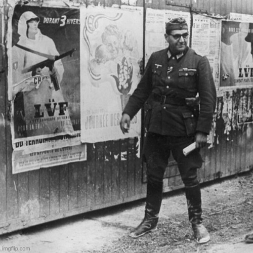 LiamOMaraIV's tweet image. French #fascist &amp;amp; #NaziCollaborator #JacquesDoriot was killed #ThisDayInHistory in 1945. Initially a #Communist, he was expelled for his views in 1936. During #WWII he helped form the Legion of French Volunteers against Bolshevism, fighting in German uniform on the Eastern Front.