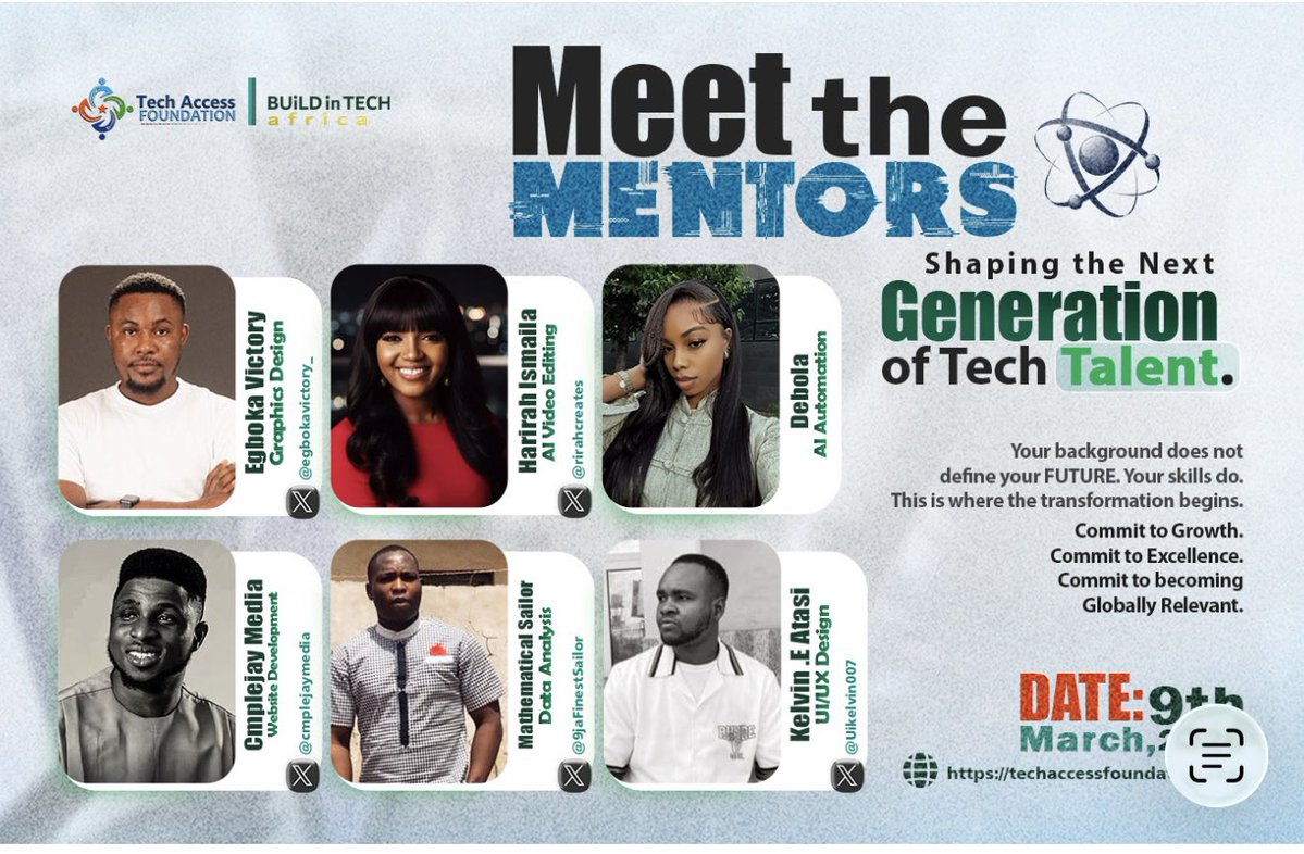 Meet our Tutors for our upcoming Tech training. <a href="/Techaccessfound/">Tech Access Foundation For Youth Empowerment</a> <a href="/BuildTechAfrica/">𝗕𝗨𝗶𝗟𝗗𝗶𝗻𝗧𝗲𝗰𝗵𝗔𝗳𝗿𝗶𝗰𝗮</a>