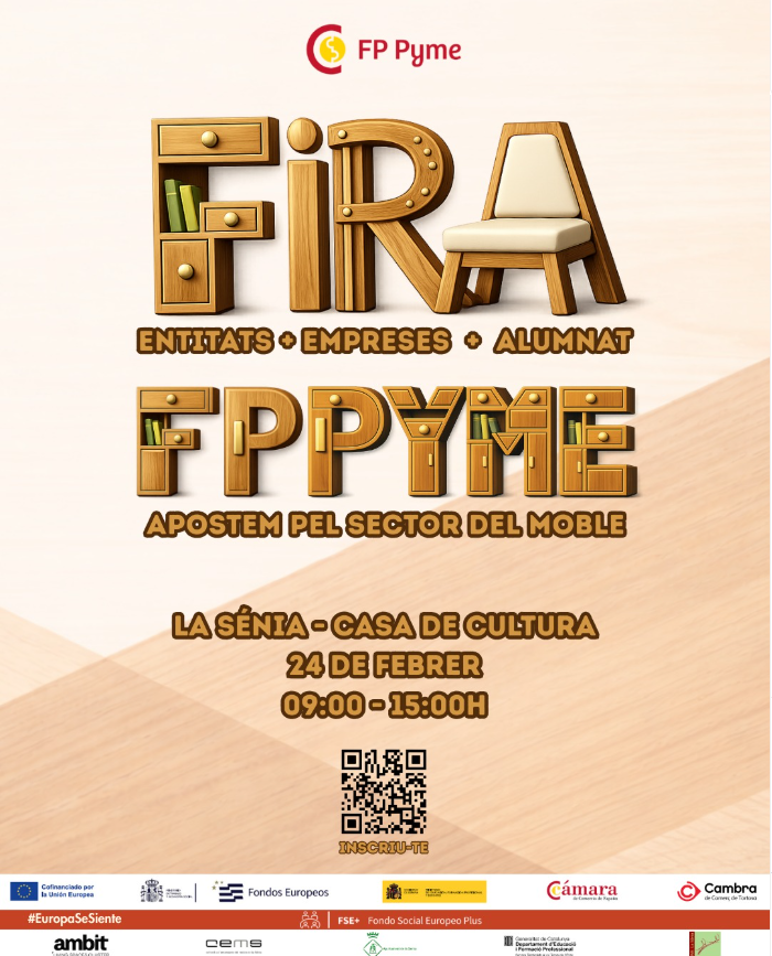 montsiajove's tweet photo. Espai de trobada entre empreses, alumnat i la FP, creat per generar noves oportunitats laborals i acostar l’FP Dual a les necessitats reals del teixit empresarial.
📅 24 de febrer de 9 a 15 h
📍 Casa de la Cultura - La Sénia
🔗 Inscripciò: BIO de @formaciocambratortosa o QR https://t.co/VJnduZzYSl