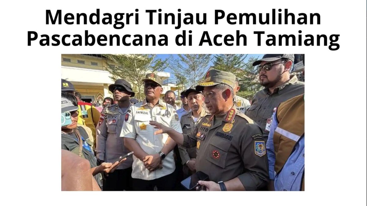 lestapus's tweet image. Mendagri melakukan tinjauan terkait pemulihan pascabencana di Aceh Tamiang, menunjukkan komitmen pemerintah dalam mendukung masyarakat dan mempercepat rehabilitasi daerah yang terdampak.