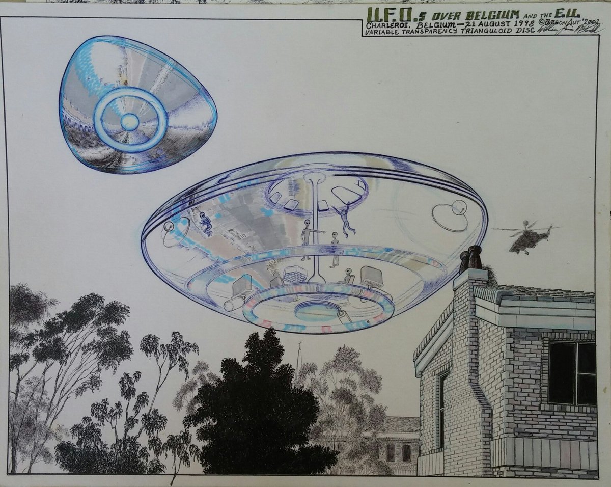 (Image): “Multiple Transparent Trianguloid Crafts Seen in Belgium 1998”

“In the late Spring of 2002, Retired General Deridder, accompanied by Commissioner Van Thielen and a retired Kolonel Remy of the then recently reorganized Belgian Rijkswacht/Gendarmerie flew to Phoenix Sky