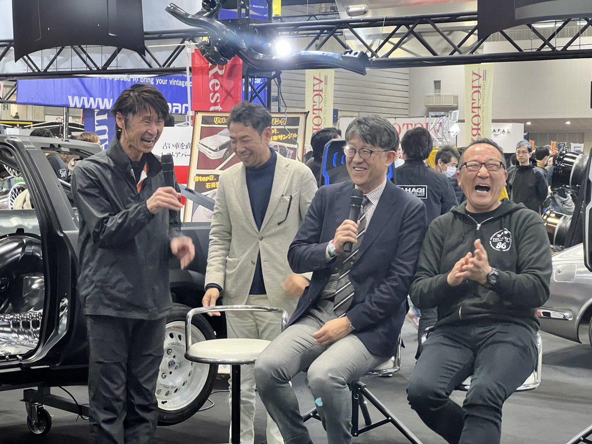 mansaku86's tweet photo. N2d２日目

鎌田さんと谷口さんとのAE86トークに途中からトヨタ佐藤社長が飛び入り参加！
濃い〜ぃ業界裏話で盛り上がりました♪

#レストアパーツcom
#まんさく自動車
#ボディショップK

#世界中のae86を救いたい

#nostalgic2days2026

#tecarts 
#たぬぐっチャンネル

#GRheritageparts https://t.co/V0vm8JQu4I