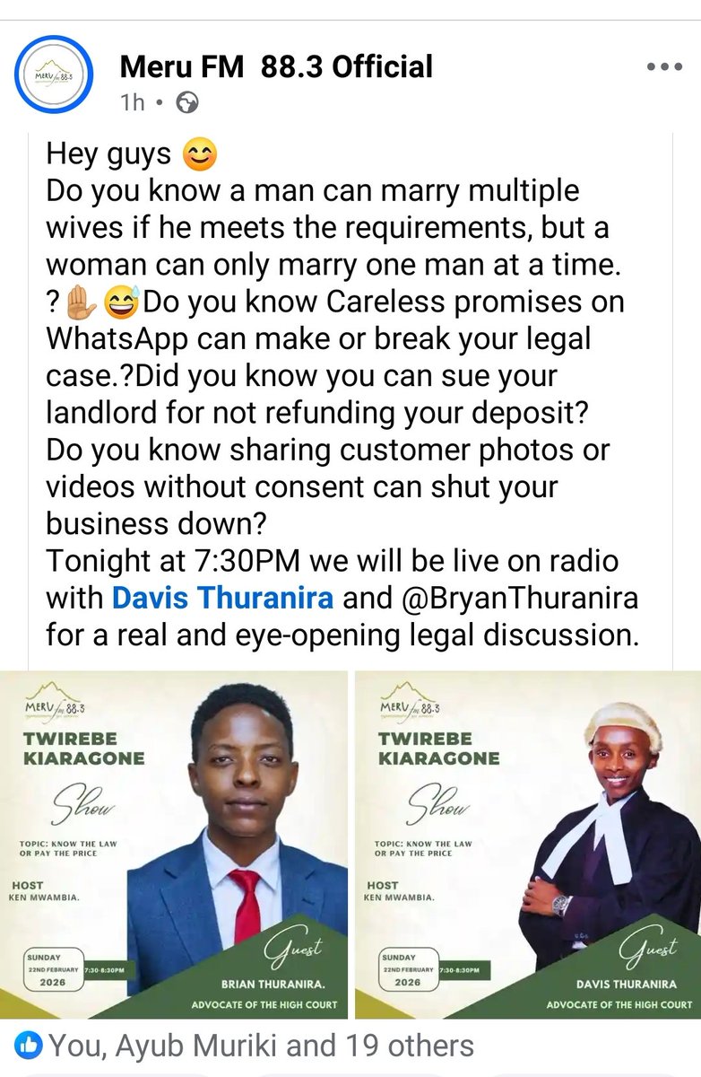 Leo mtuskize kwa radio Labda kesho mtatuona kwa TV.Which legal question do you have for us?