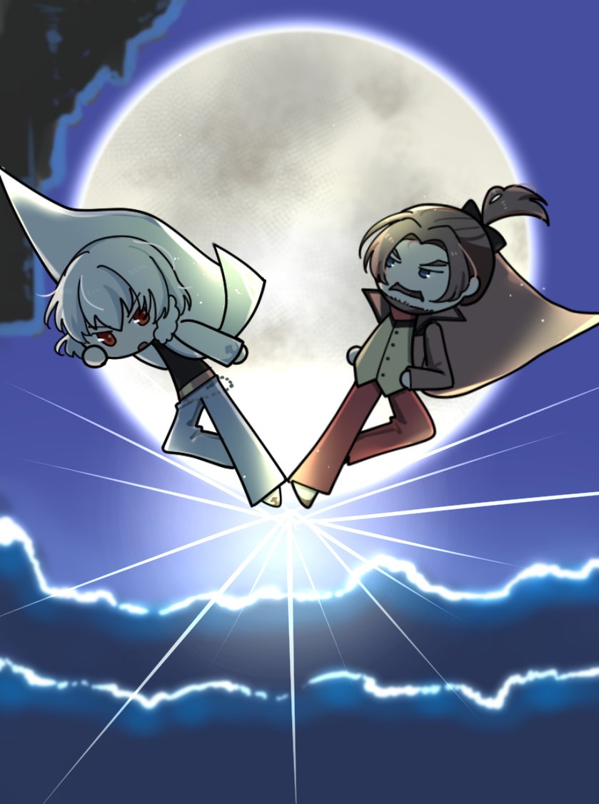 暁月忘却の庭園のあの通路のイメージ。二人の為だけに用意された決戦の場が大好き。あの場にてずっと二人で戯れ続けていて欲しい。

迷走しすぎてお手上げ。完成の形をしっかり決めずに描くからこうなる…絵を描くの難しいよ