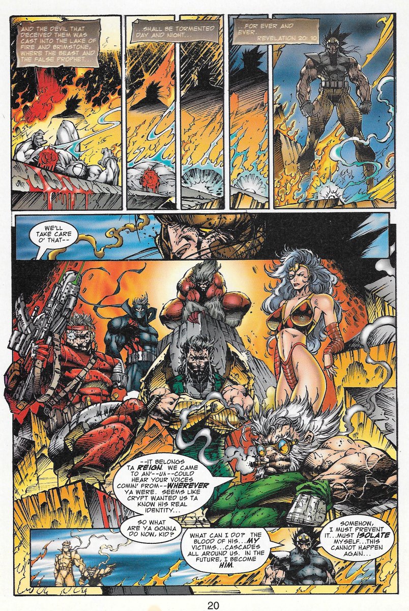 RobMessick's tweet image. Prophet #10 page 20.  A major part of Extreme Sacrifice, revealing a cool shot of the "Order of the Knight", a group of near immortals with the mission of stopping threats like Lord Chapel.

Created by @robertliefeld 
art by @Stephen_Platt @ImageComics #Troll #Glory #ColBravo