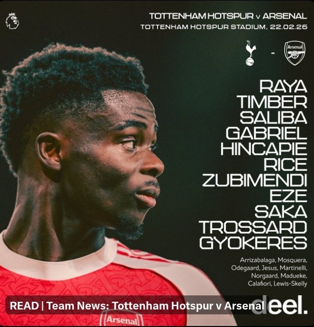 Fanzelsportsng's tweet photo. #Arsenal v #Tottenham in today's #PremierLeague match at the #TottenhamHotspur Stadium as the #Gunners aim to go 5 points clear of #ManchesterCity who beat #Newcastle 2-1 at the #EtihadStadium on Saturday.
#NorthLondon #TOTARS #THFC #AFC #Spurs #ManCity #MCFC #MCINEW #NUFC #EPL https://t.co/kS59HkHtUX