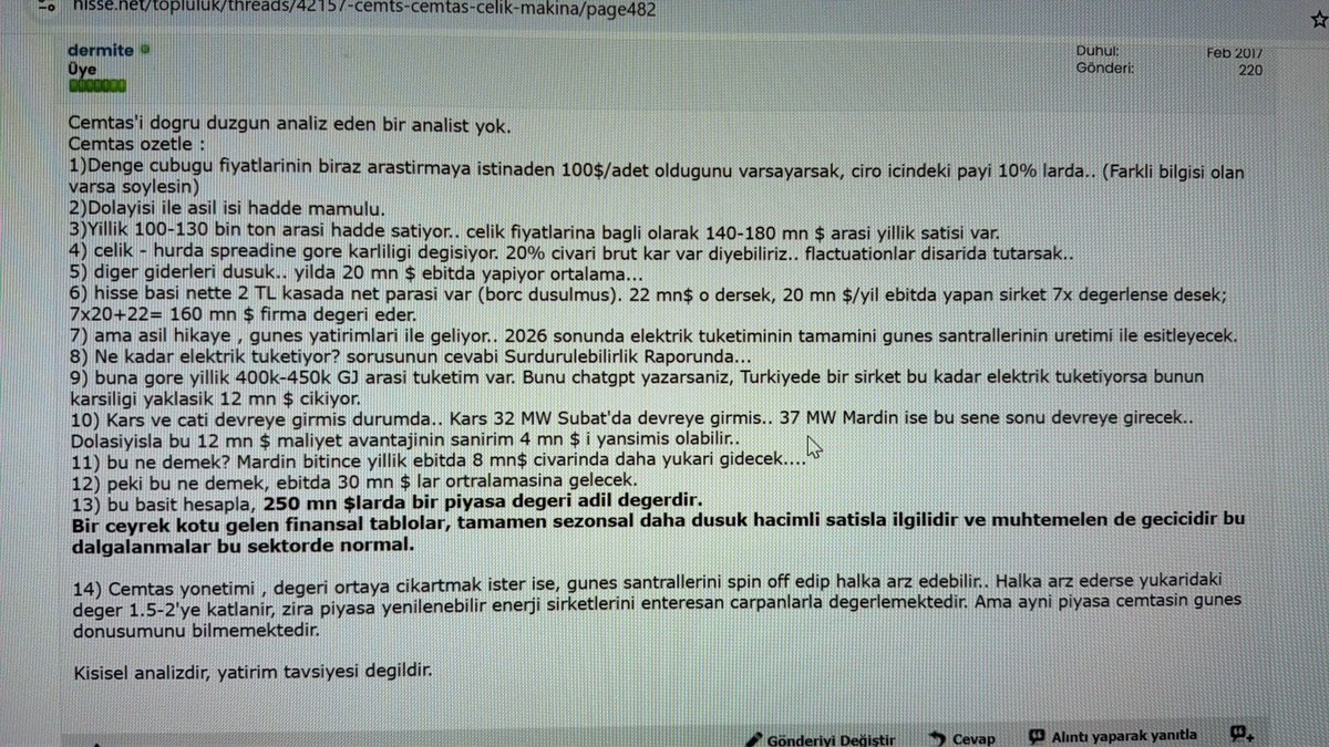 valueBIST's tweet photo. #cemts ayagi yere basan bir analiz. Araci kurumlar bakmamistir bu detaylara. https://t.co/cygws29LYb