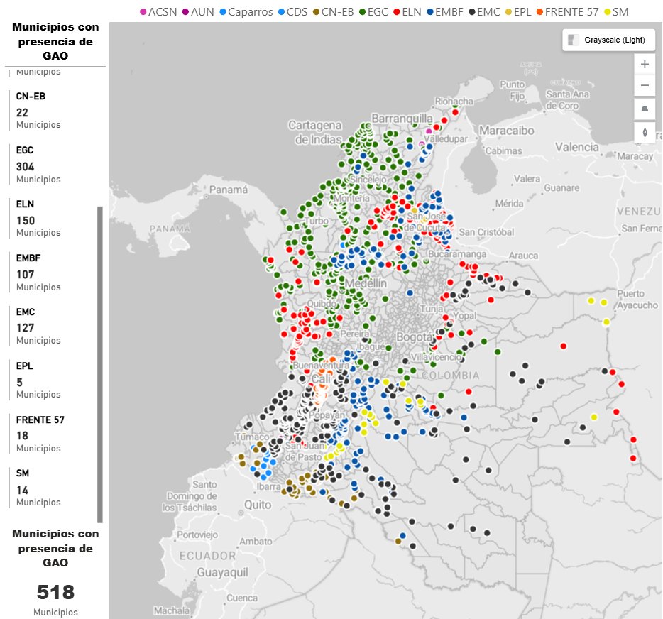 ○ Petro dice que la #PazTotal es un éxito.
Iván Cepeda Castro la celebra con orgullo.

Pero la seguridad no se decreta en discursos.

La seguridad se impone con monopolio legítimo de la fuerza y control efectivo del territorio.

La cartografía de la <a href="/parescolombia/">Fundación Paz & Reconciliación</a>  registra 518